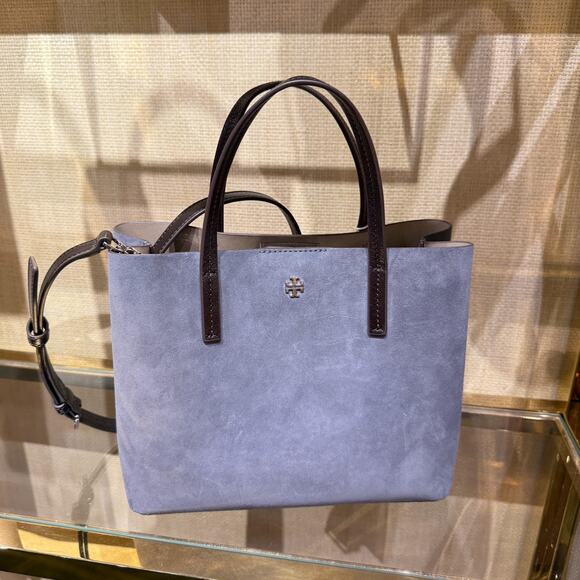 Tory Burch Blake Small Tote 170273 Calcite Suede $450 - Picture 1 of 6